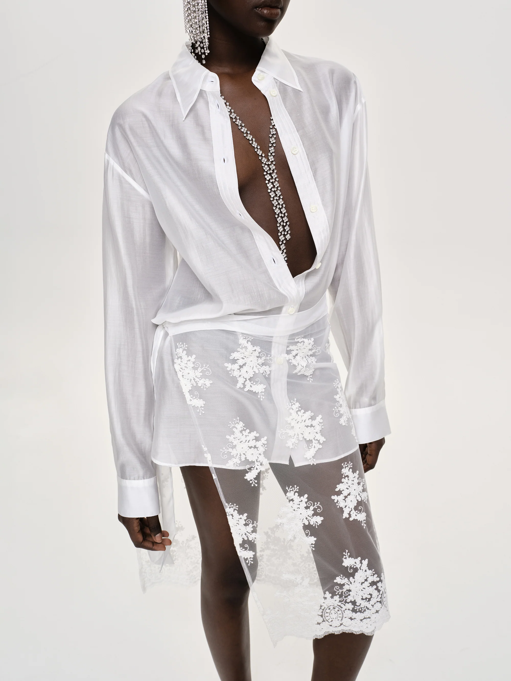 Rhinestone Drop Necklace, Silver - Image 6