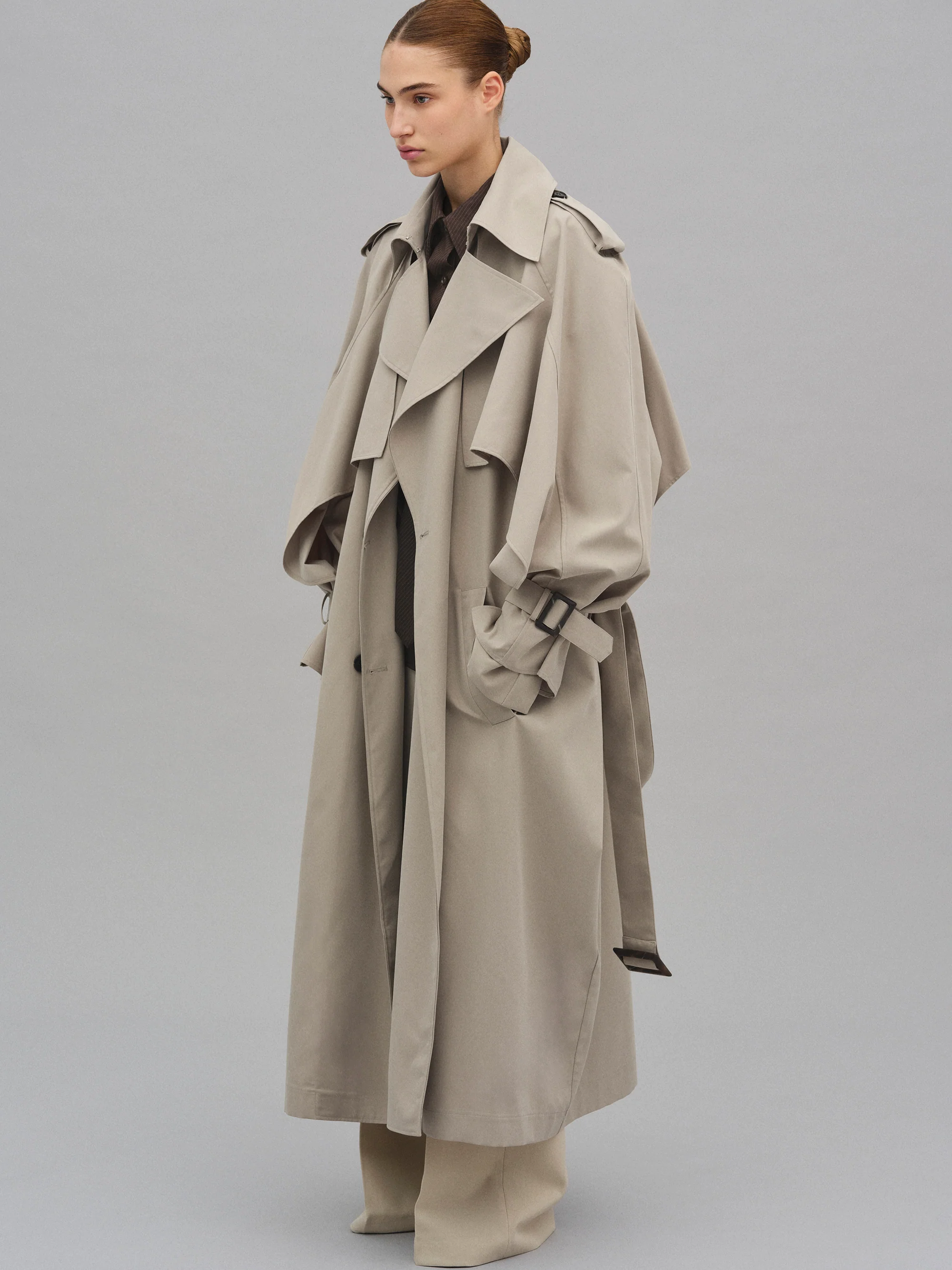 Rufus Caped Trench Coat, Beige - Image 3