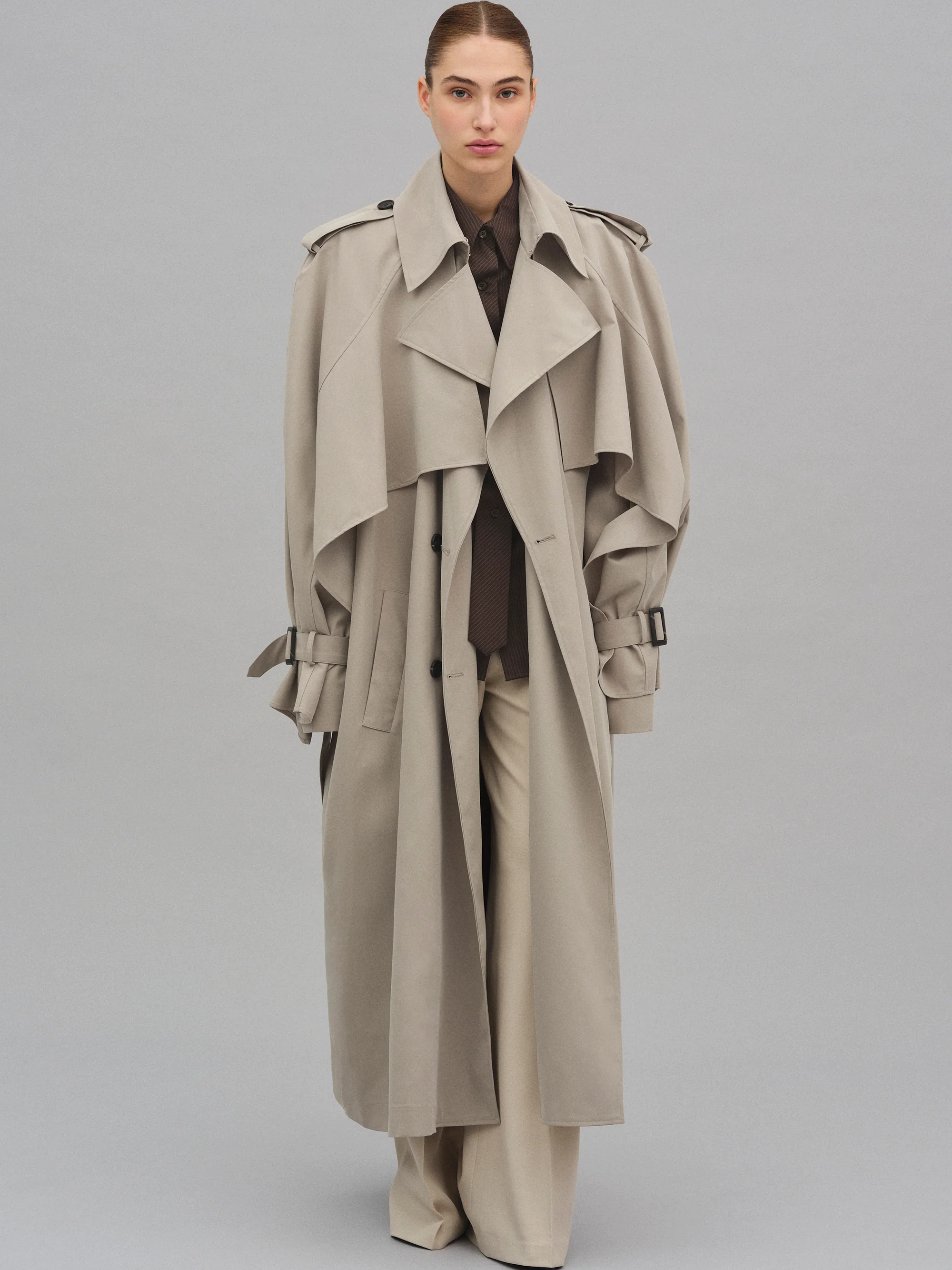 Rufus Caped Trench Coat, Beige - Image 4