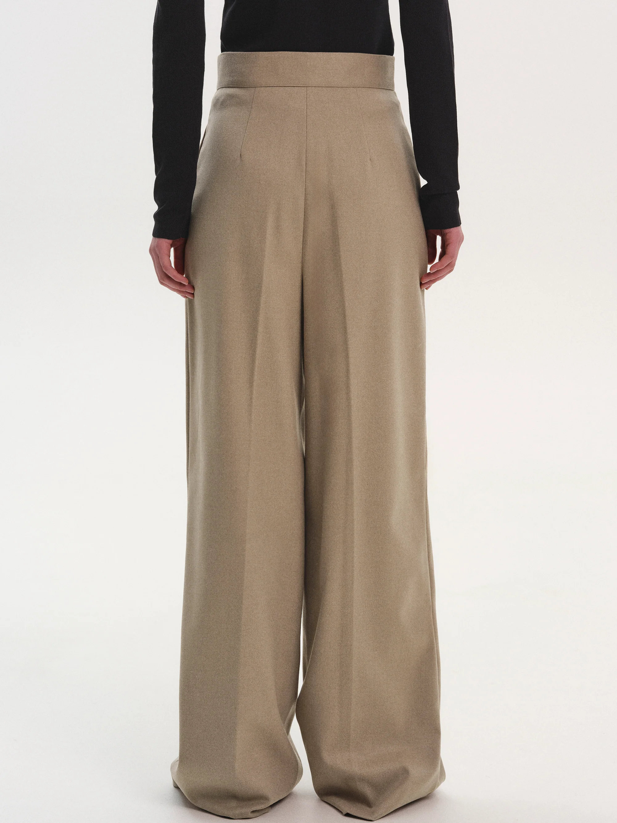 Selvan High Waist Creased Trousers, Mocha - Image 6