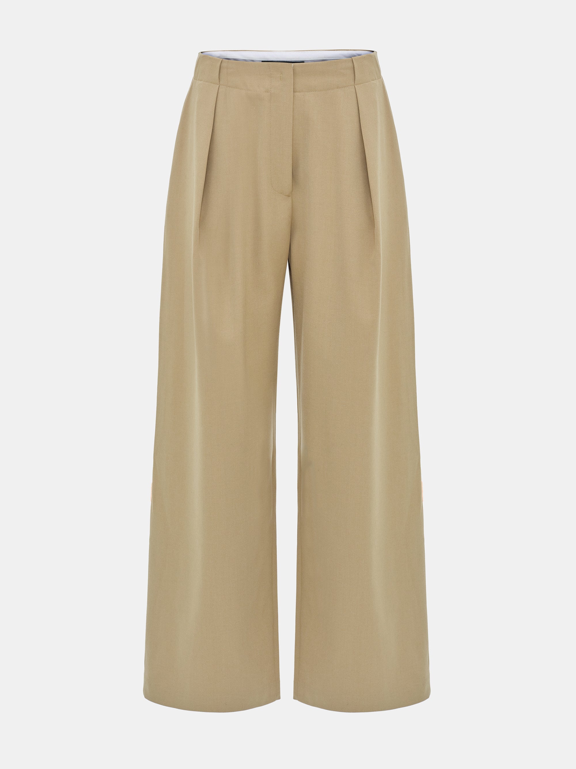 Single Pleated Trousers, Beige - Image 6