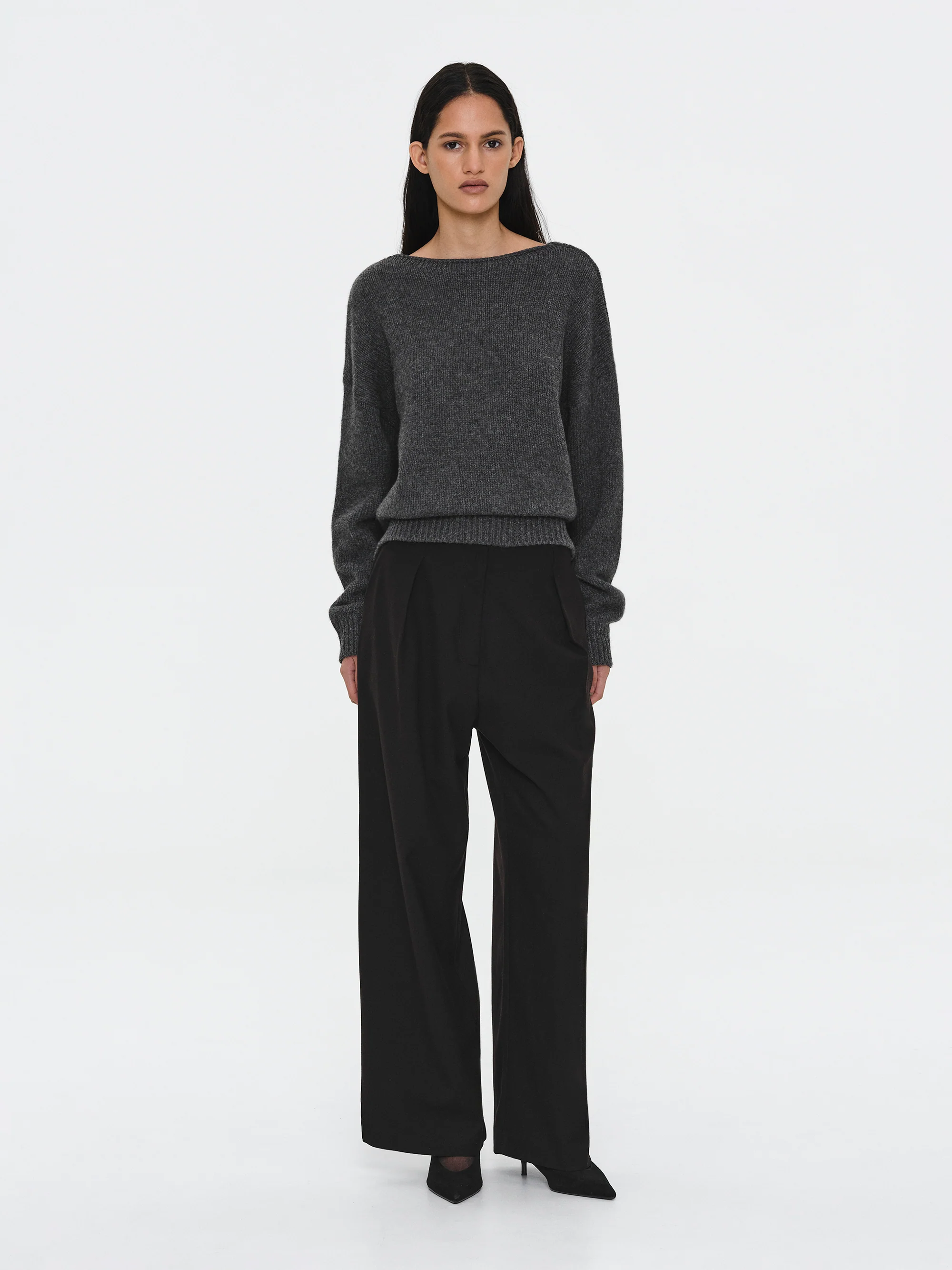 Single Pleated Trousers, Black - Image 3