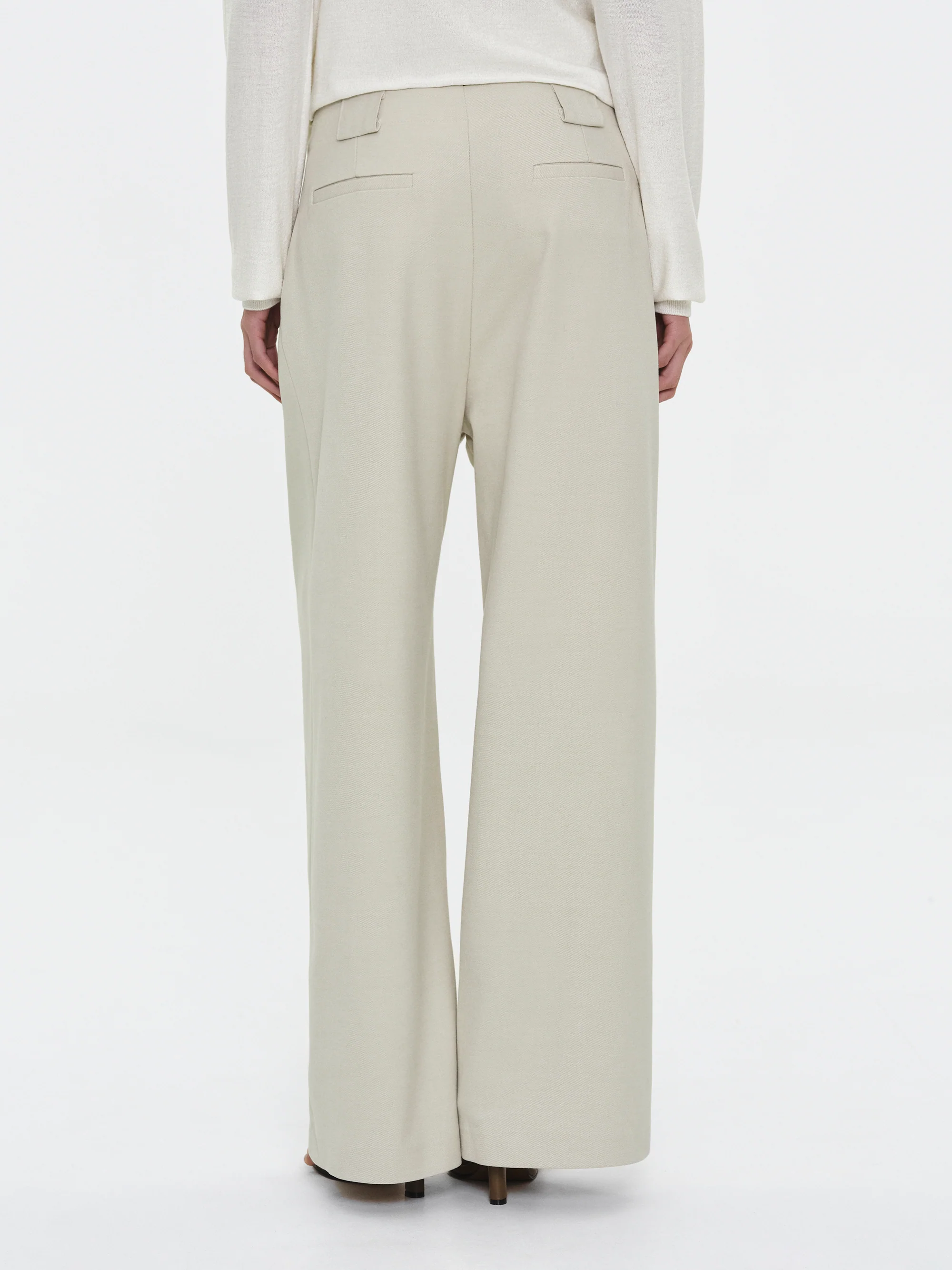 Single Pleated Trousers, Ivory - Image 5