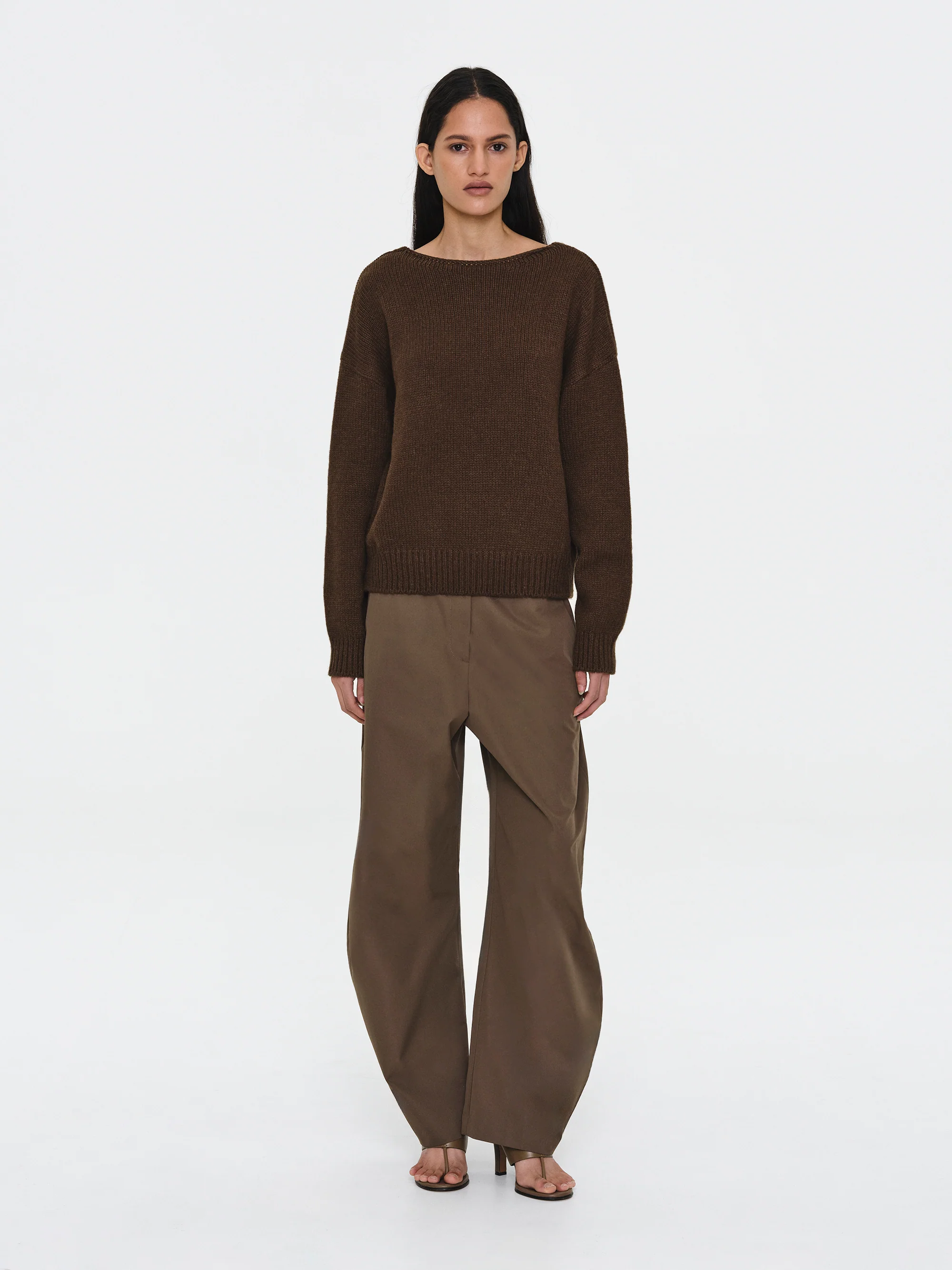 V-Back Sweater, Brown - Image 3