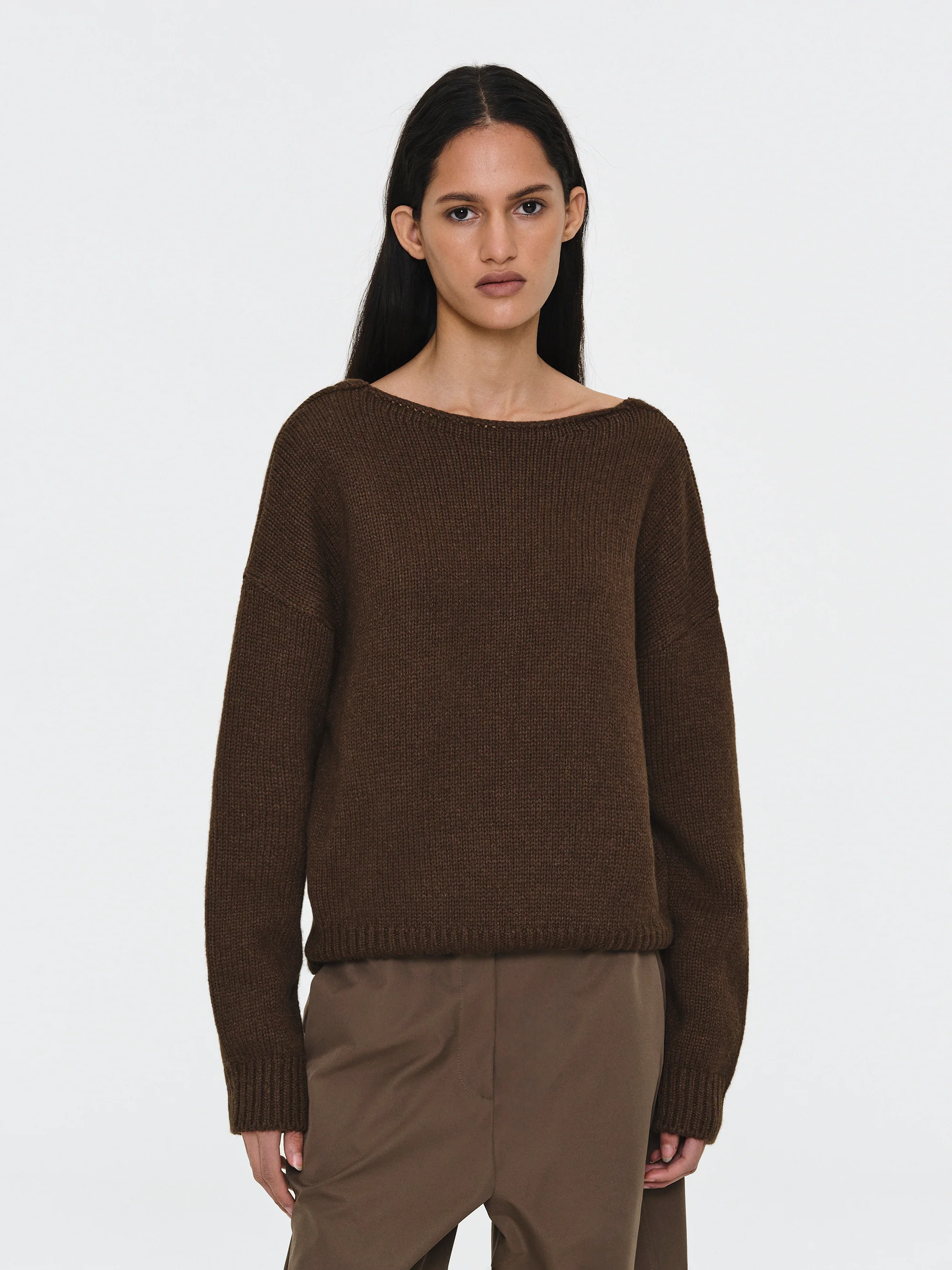 V-Back Sweater, Brown - Image 4