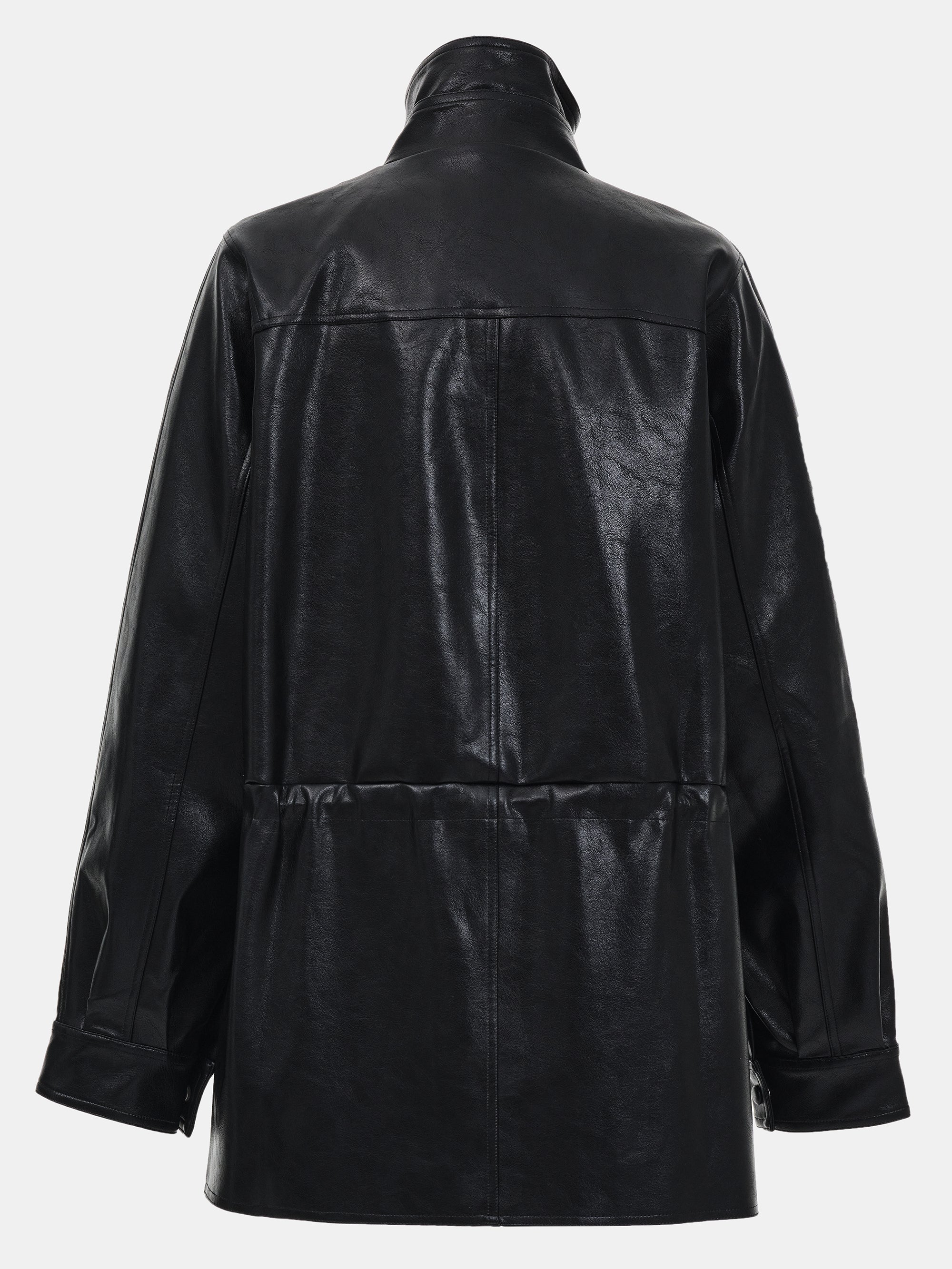 Veda High Collar Faux-Leather Jacket, Black - Image 7
