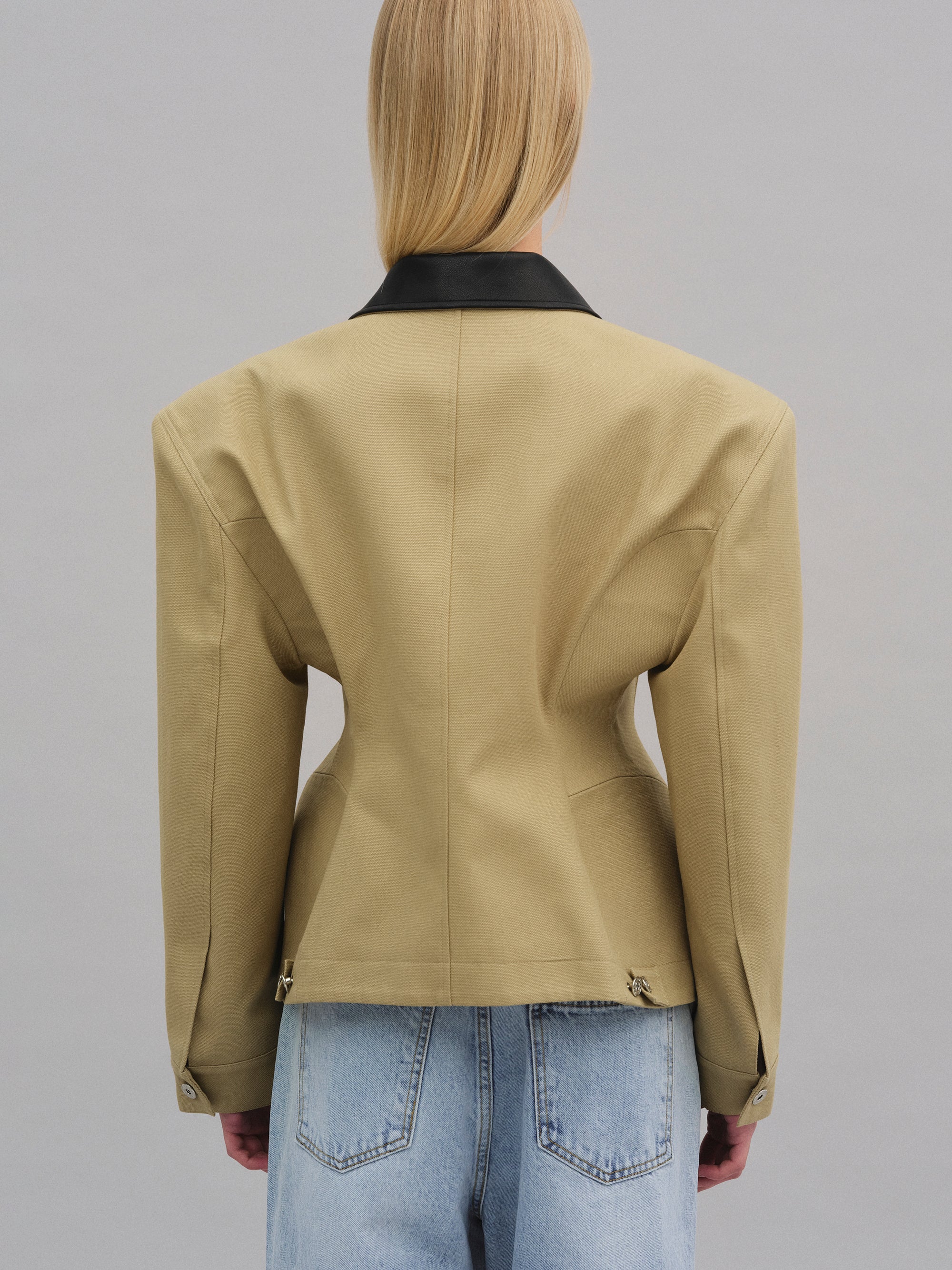 Vesta Hourglass Canvas Work Jacket, Beige - Image 5