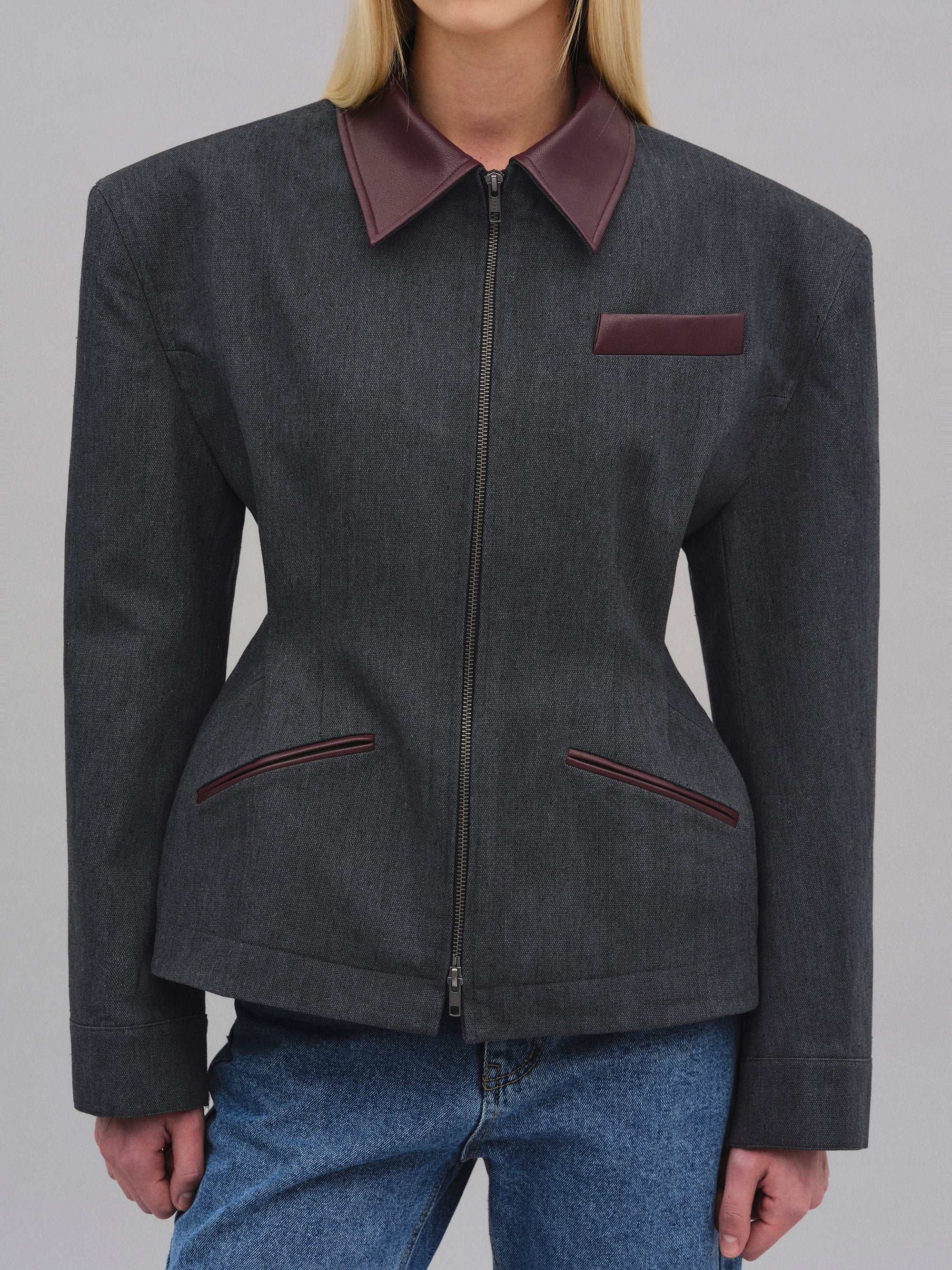 Vesta Hourglass Canvas Work Jacket, Ebony - Image 4