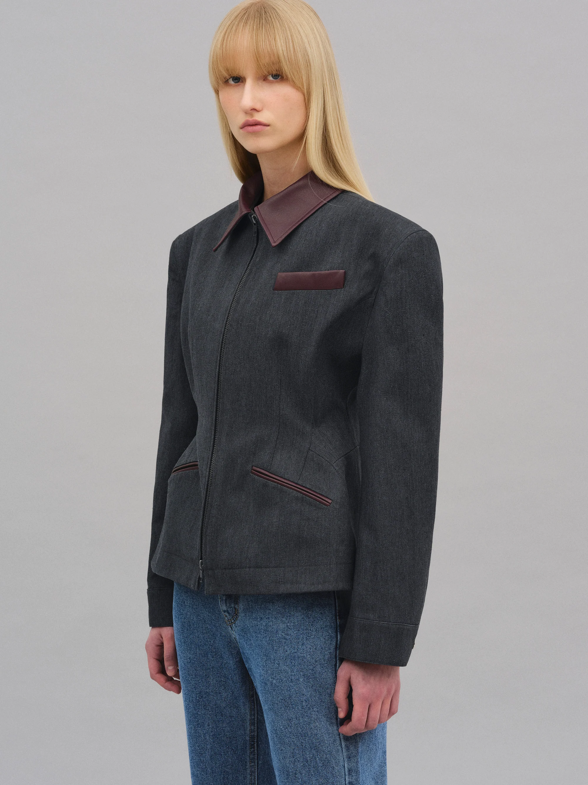 Vesta Hourglass Canvas Work Jacket, Ebony - Image 5
