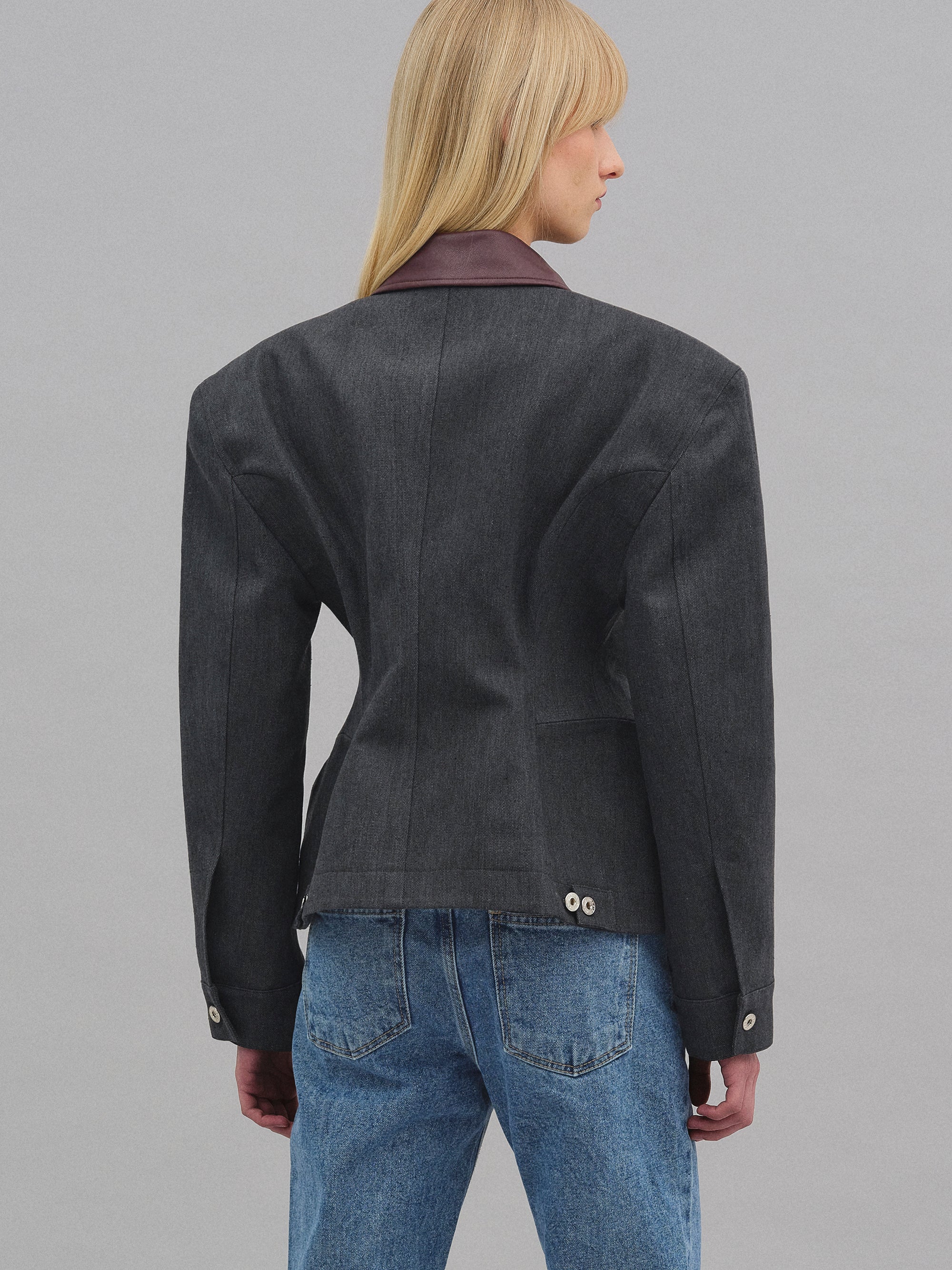 Vesta Hourglass Canvas Work Jacket, Ebony - Image 6
