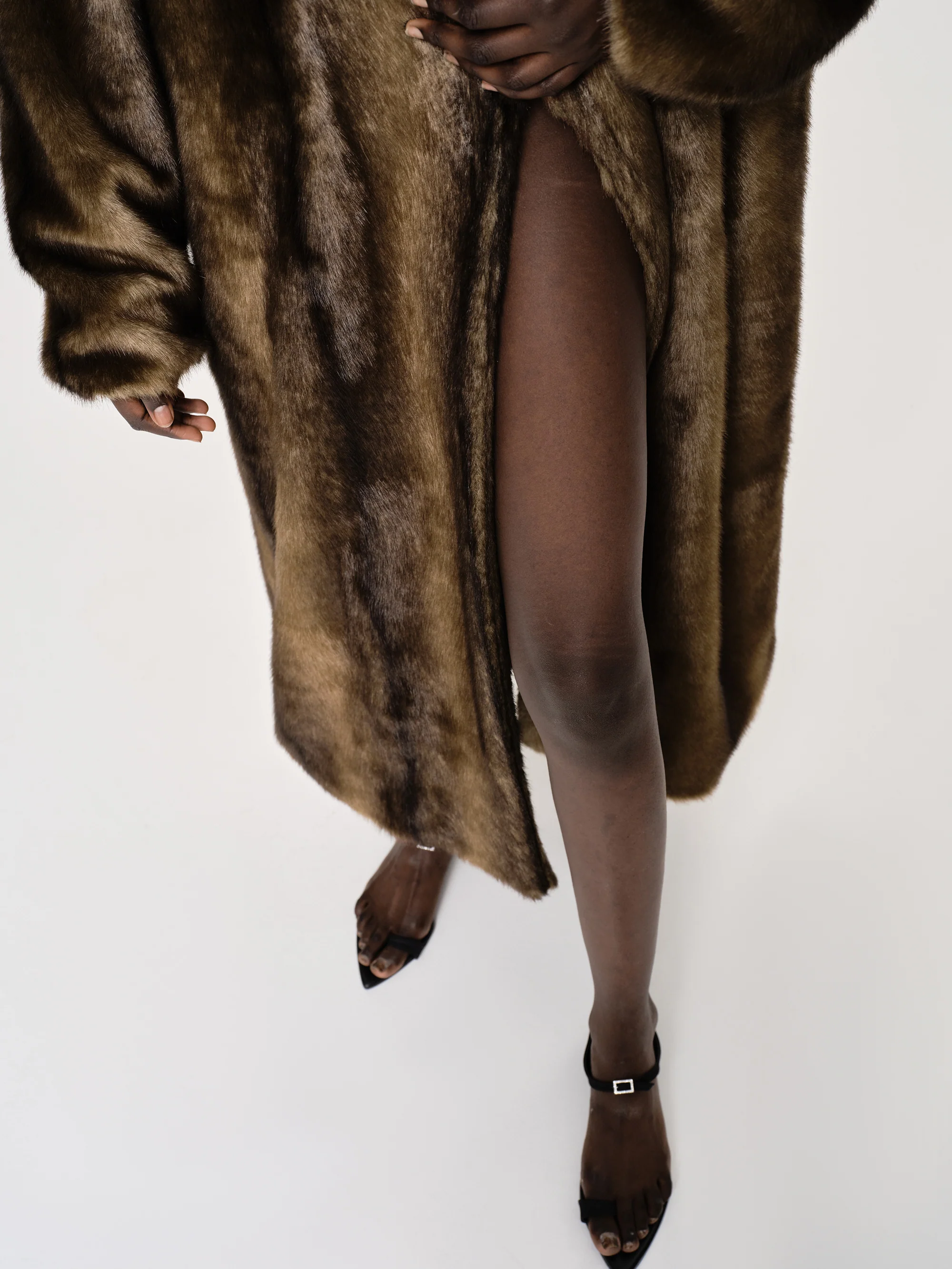 Wallis Oversized Grandpa Fur Coat, Espresso - Image 4