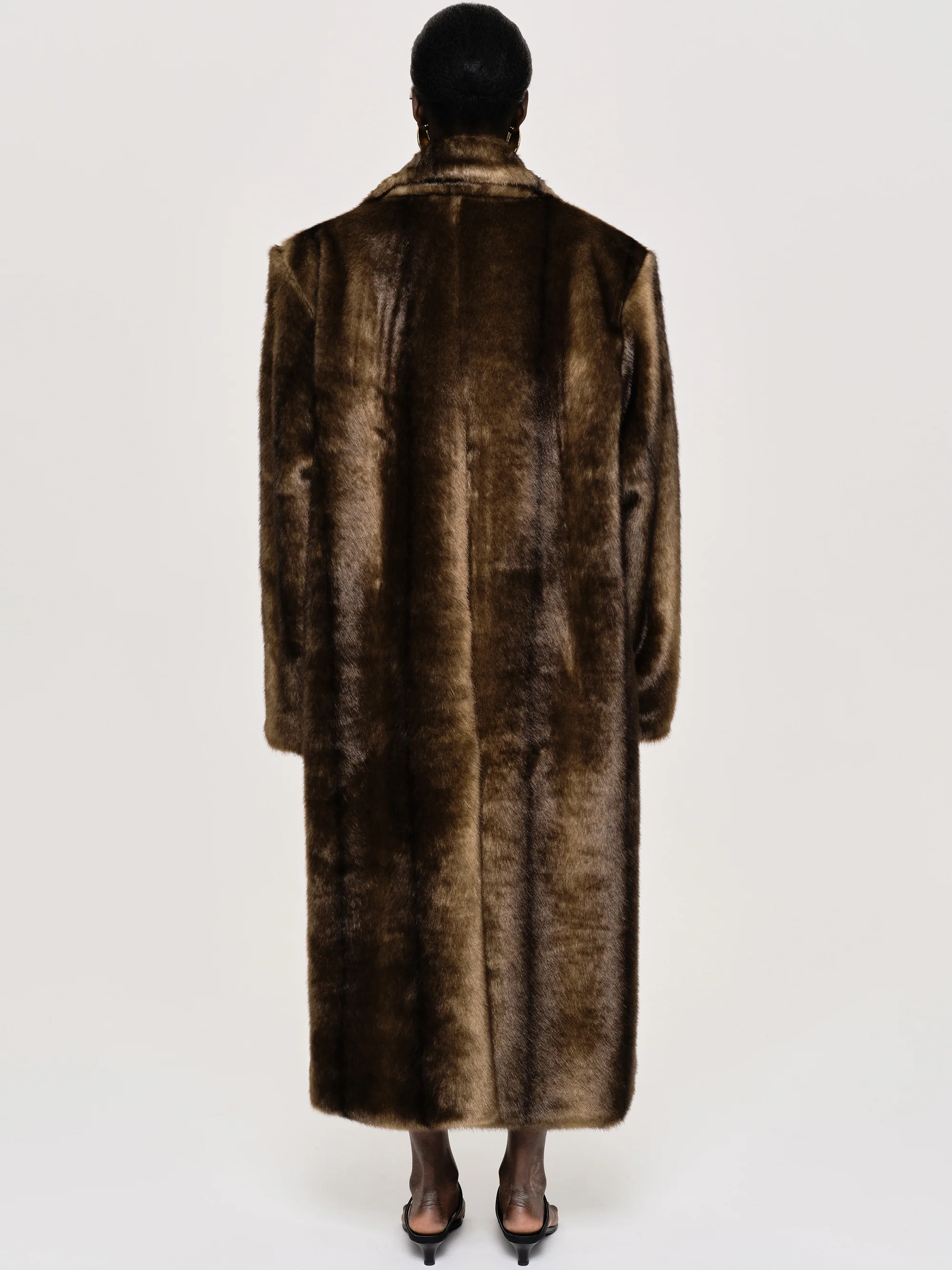 Wallis Oversized Grandpa Fur Coat, Espresso - Image 7