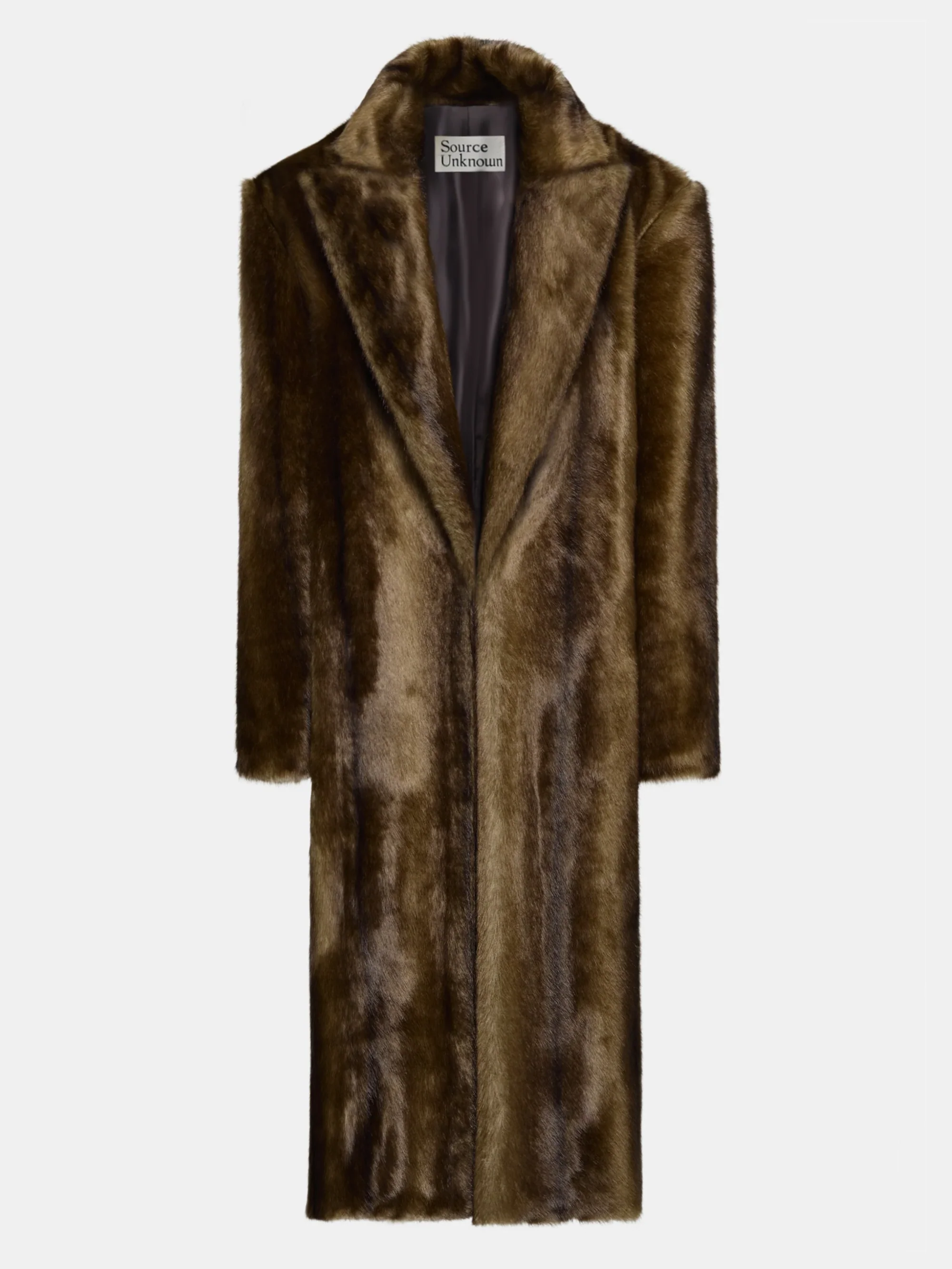 Wallis Oversized Grandpa Fur Coat, Espresso - Image 8