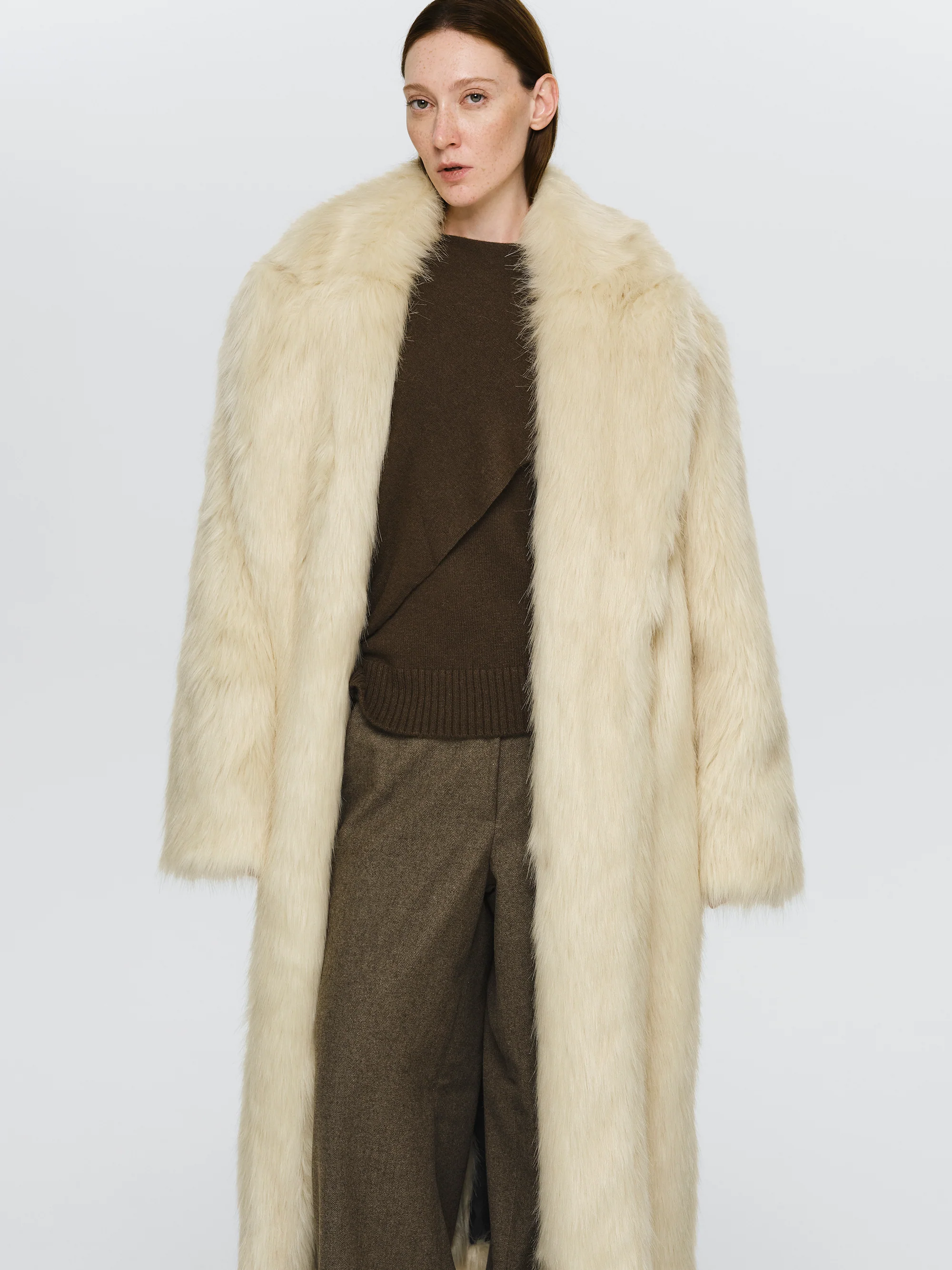 Wallis Oversized Grandpa Fur Coat, Tuscan Cream - Image 3