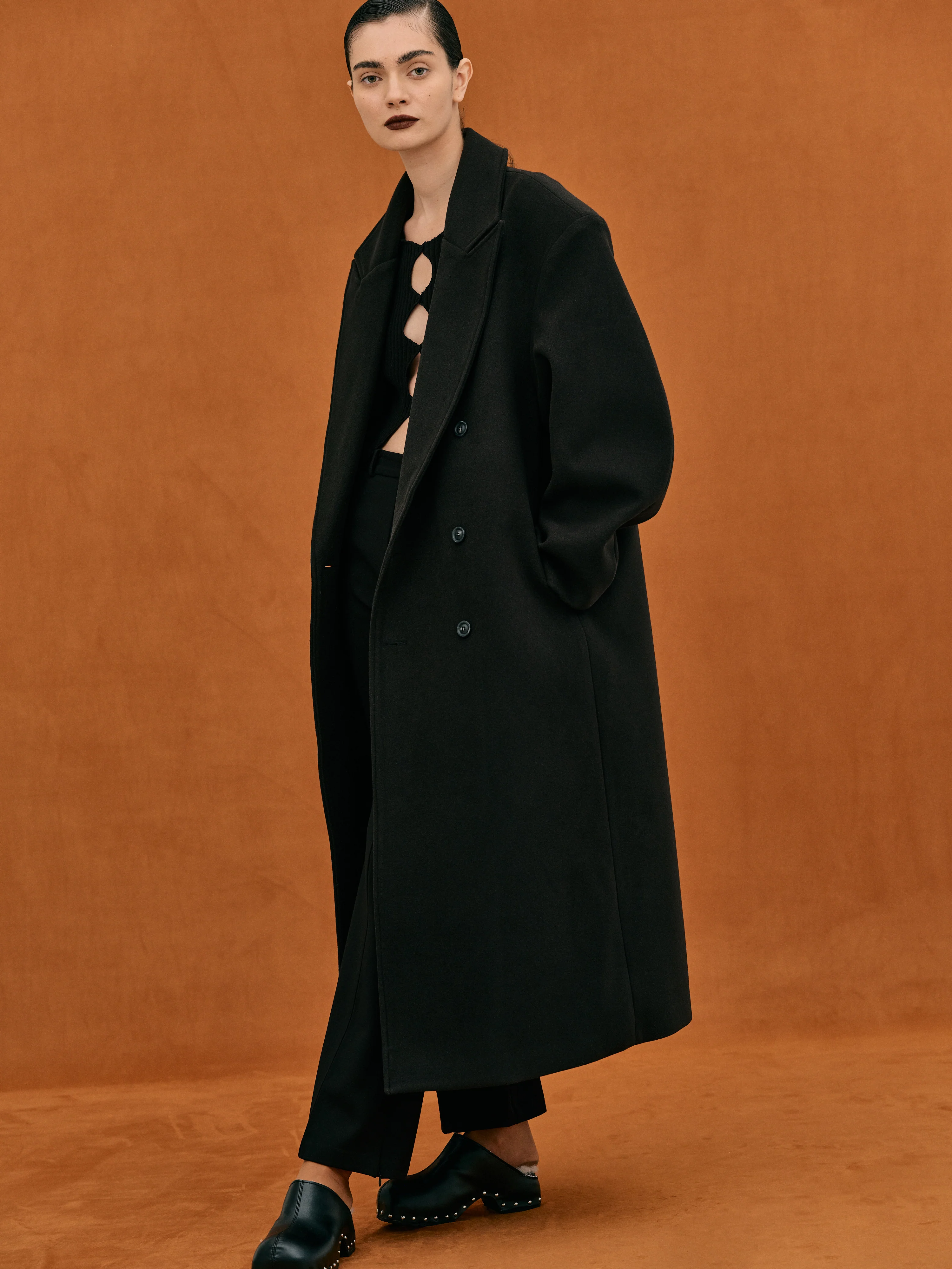 Wallis Oversized Grandpa Coat, Black - Image 3